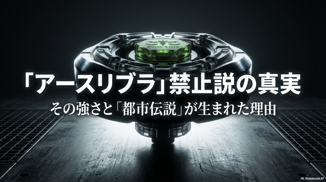 アースリブラの画像と共に、禁止説の真実とその強さが都市伝説を生んだ理由について記されたスライドの表紙。