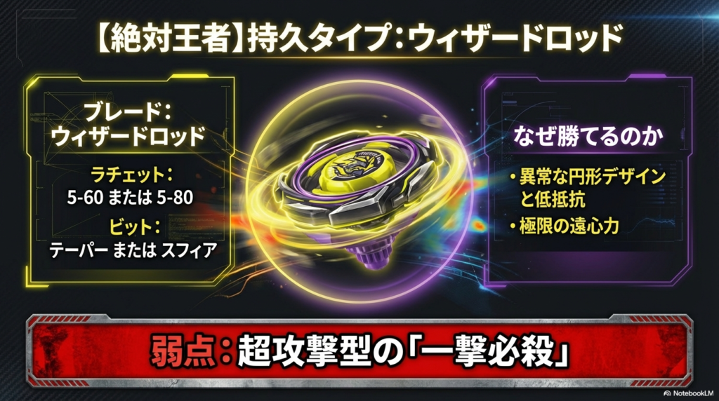 環境トップ 持久型ウィザードロッドの最強カスタム 持久タイプ最強のウィザードロッド、5-60、テーパービットの組み合わせレシピと強さの理由。