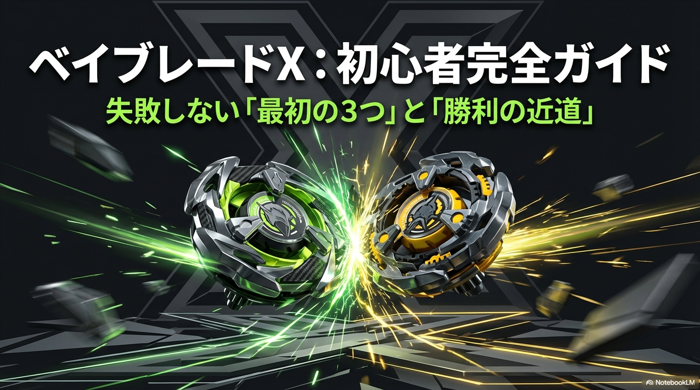ベイブレードXを始めるための初心者完全ガイドと失敗しない最初の3つの選び方についての表紙スライド