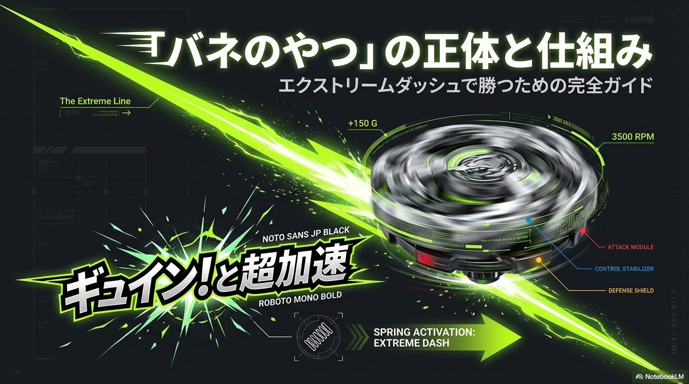 ベイブレードXのバネのやつの正体であるエクストリームダッシュの仕組みと勝つための完全ガイドの表紙スライド