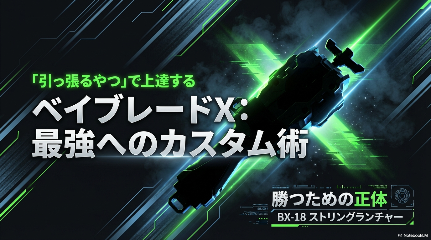 ベイブレードXのストリングランチャーを使うことで最強へのカスタム術と勝つための正体がわかる解説スライドの表紙