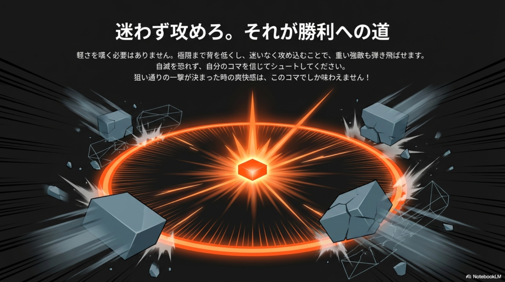 軽さという弱点を恐れず、背を低くして迷わず攻め込むことこそが、ベアスクラッチで重い強敵を弾き飛ばすための最大の秘訣であるとまとめています。