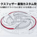 赤い不死鳥をモチーフにしたベイブレード「フェニックスフェザー」の設計図と、最強カスタム完全ガイドのタイトルが描かれた表紙画像です。