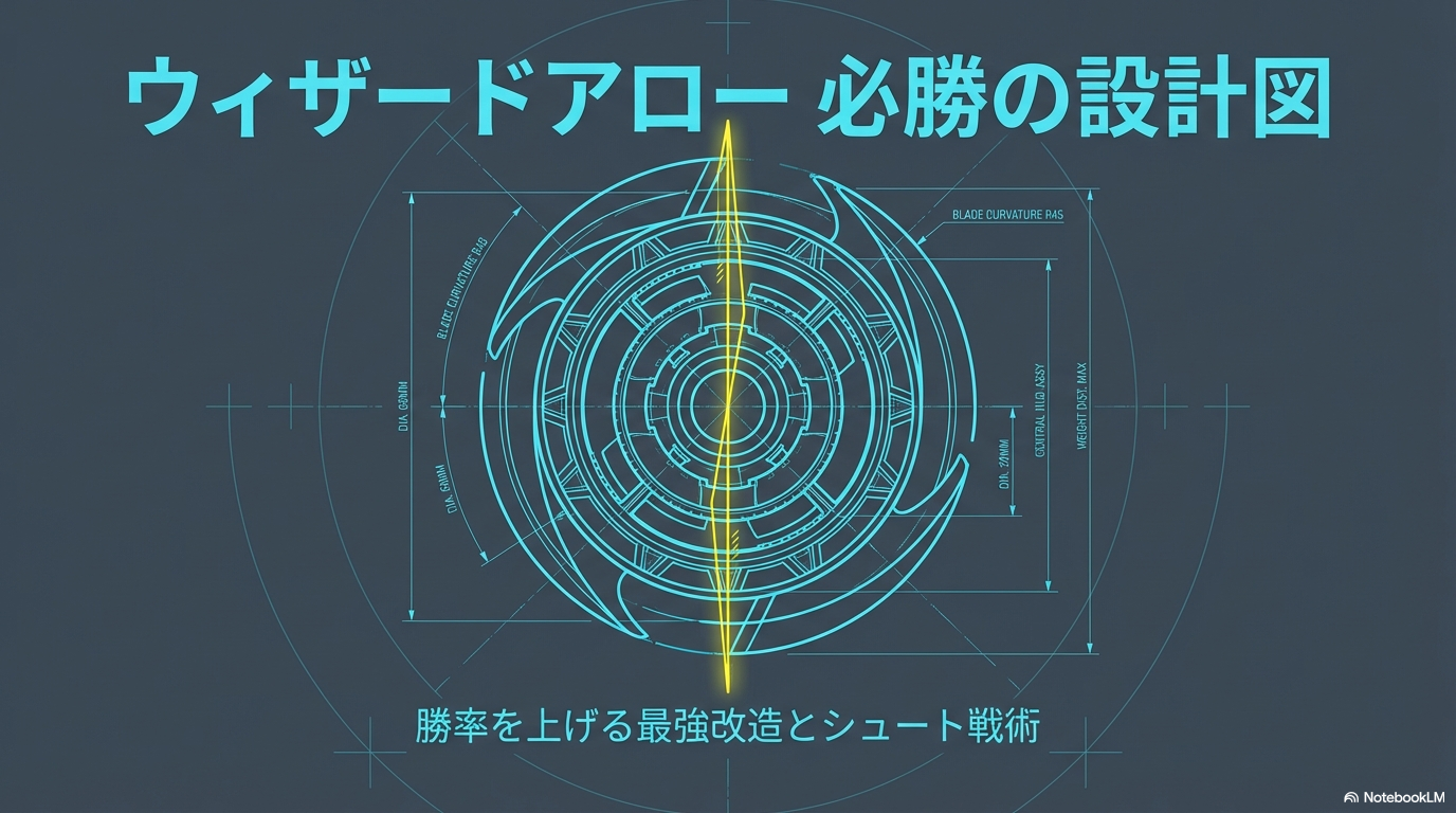 ベイブレードXのウィザードアローを最強に改造するための設計図の表紙画像です。
