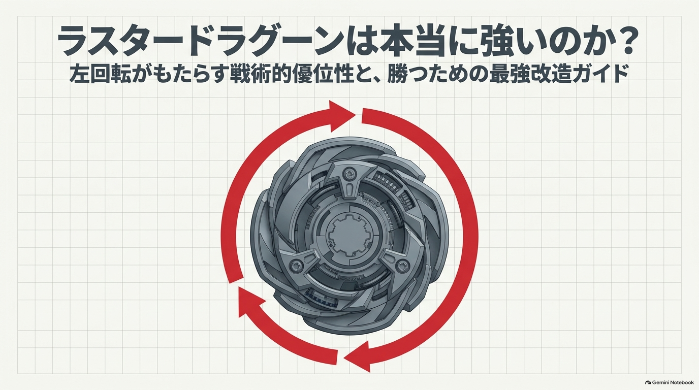 ラスタードラグーンの戦術的な強さと最強改造ガイドについて解説するプレゼンテーションのタイトルスライドです。